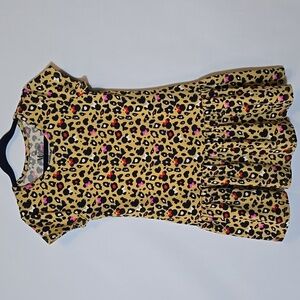 Disney Girls Minnie Mouse Leopard Animal Print Dress Size 6/6X Tan Black